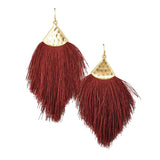 Tassel Drop Earrings with Hammered Metal, 3-1/4-Inch