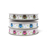 Floral Owl on Branch Grosgrain Ribbon, 5/8-Inch, 25-Yard