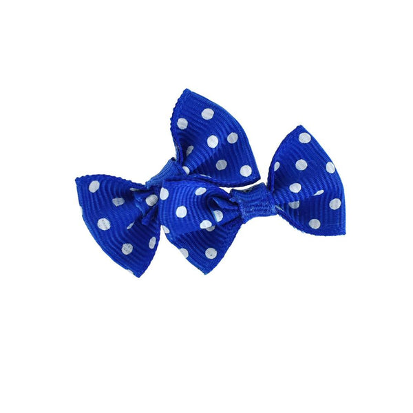 Mini Polka Dot Tied Grosgrain Bow Favor Embellishments, 1-1/2-Inch, 12-Piece, Royal Blue