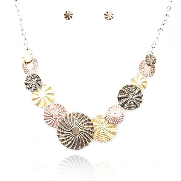 Epoxy Circle Swirls Necklace Set, Brown