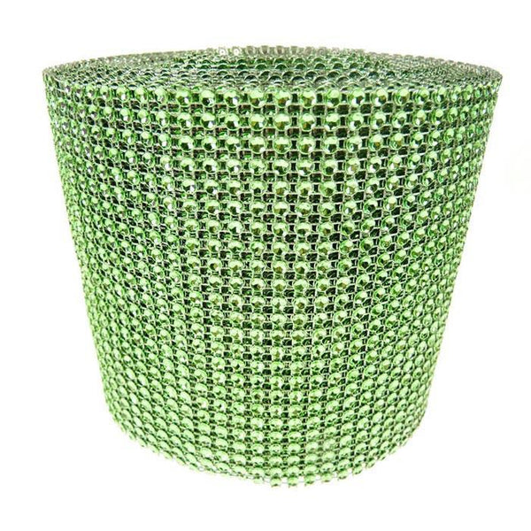 Rhinestone Diamond Wrap Ribbon, 4-3/4-Inch, 10 Yards, Apple Green