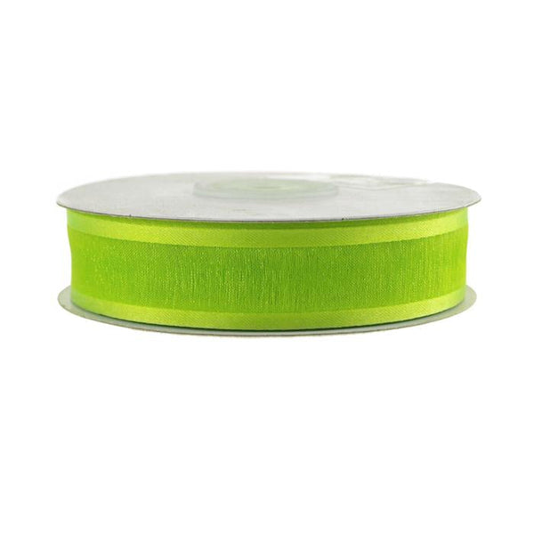 Satin-edge Sheer Organza Ribbon, 7/8-Inch, 25 Yards, Apple Green