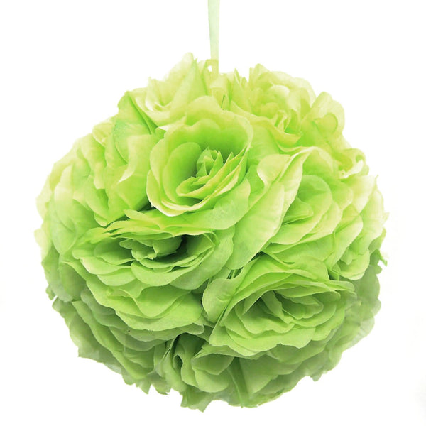 Silk Flower Kissing Balls Wedding Centerpiece, 10-inch, Apple Green