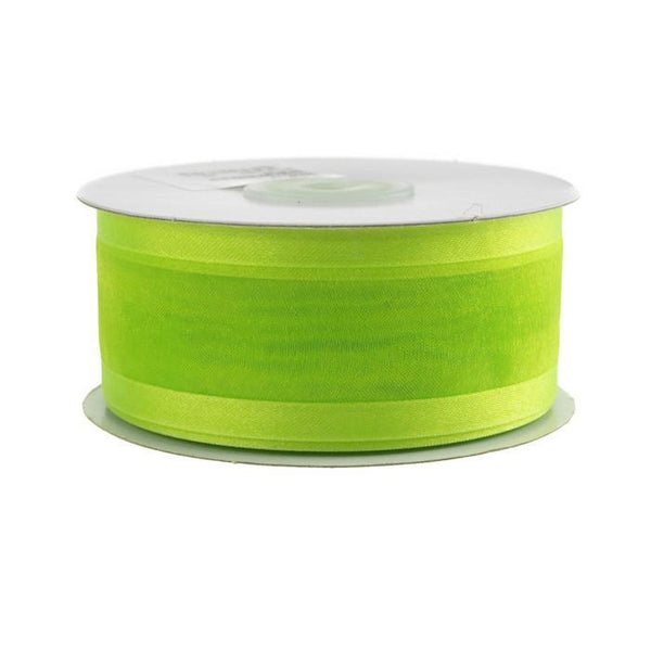 Satin-edge Sheer Organza Ribbon, 1-1/2-inch, 25-yard, Apple Green