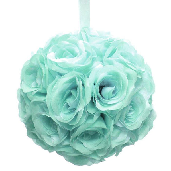 Silk Flower Kissing Balls Wedding Centerpiece, 10-inch, Aqua