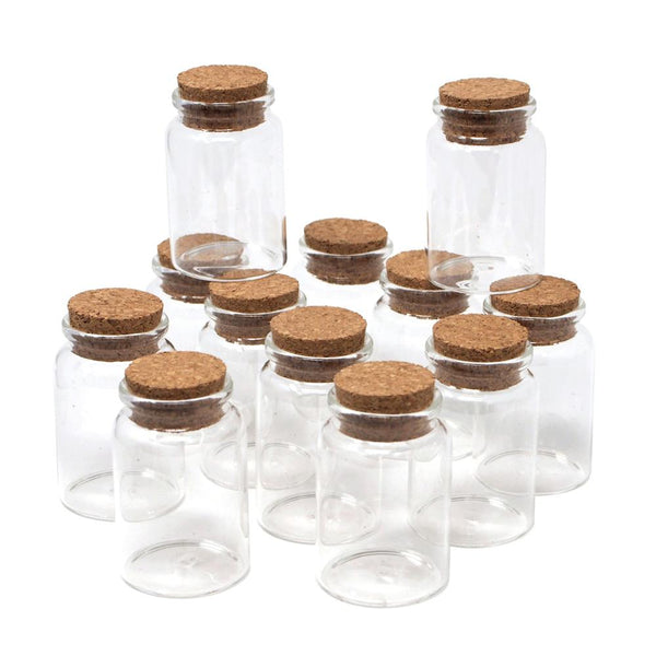 Clear Glass Spice Jar Corked Favor Bottles, 3-Inch, 12-Count