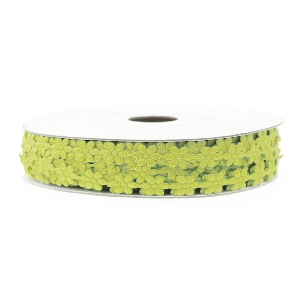 Polyester Flower Garland Ribbon, 1/4-Inch, 25-Yard, Apple Green