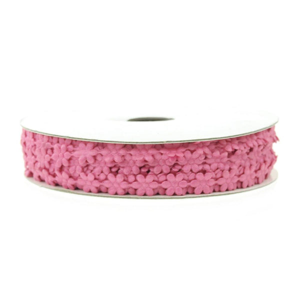 Polyester Flower Garland Ribbon, 1/4-Inch, 25-Yard, Hot Pink