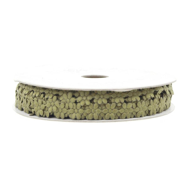 Polyester Flower Garland Ribbon, 1/4-Inch, 25-Yard, Moss Green