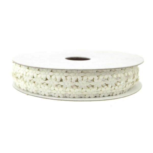 Polyester Flower Garland Ribbon, 1/4-Inch, 25-Yard, White