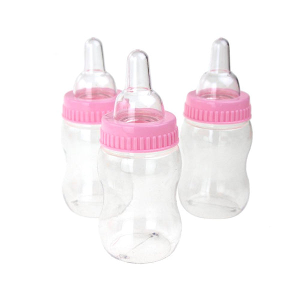 Mini Nursing Bottle Baby Shower Favors, Pink, 4-Inch, 12-Count