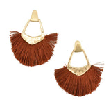 Hammered Metal Fan Tassel Drop Earrings, 2-1/2-Inch