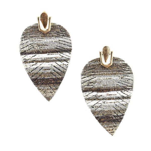 Suede Feather Drop Earrings, 2-Inch