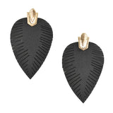 Suede Feather Drop Earrings, 2-Inch