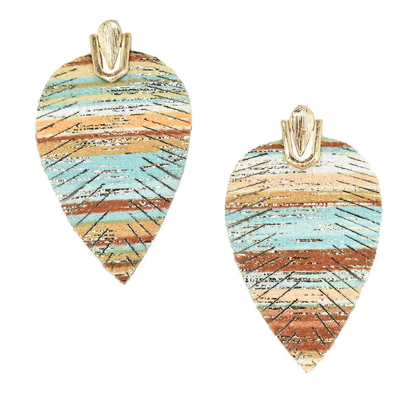 Suede Feather Drop Earrings, Multicolor, 2-Inch