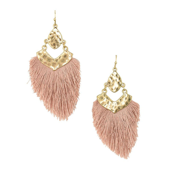 Tassel Drop Dangle Earrings, Dark Pink, 2-1/2-Inch