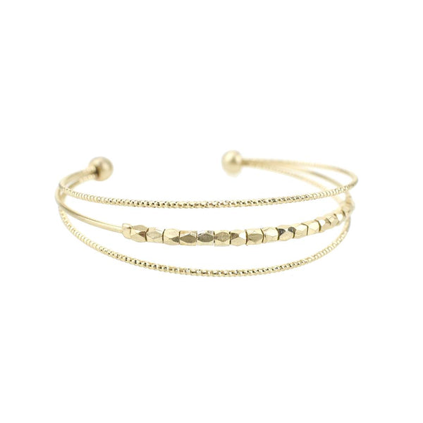 Metal Seedbeads Cuff Bracelet, Gold