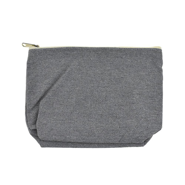 Canvas Zipper Pouch, Grey, 10-Inch