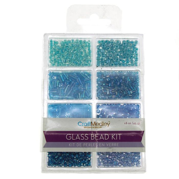 Loose Glass Beads Kit, Blues, 45-gram