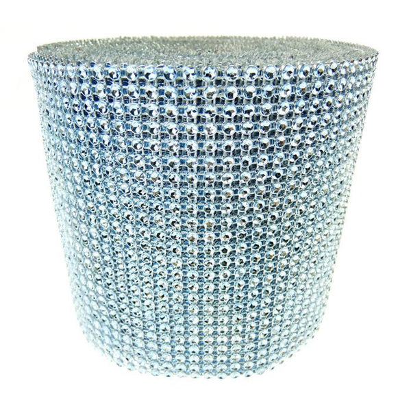 Rhinestone Diamond Wrap Ribbon, 4-3/4-Inch, 10 Yards, Light Blue