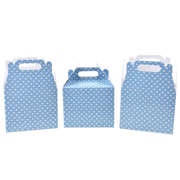 Polka Dot Patterned Party Favor Boxes, Light Blue, 4-3/4-Inch, 3-Count