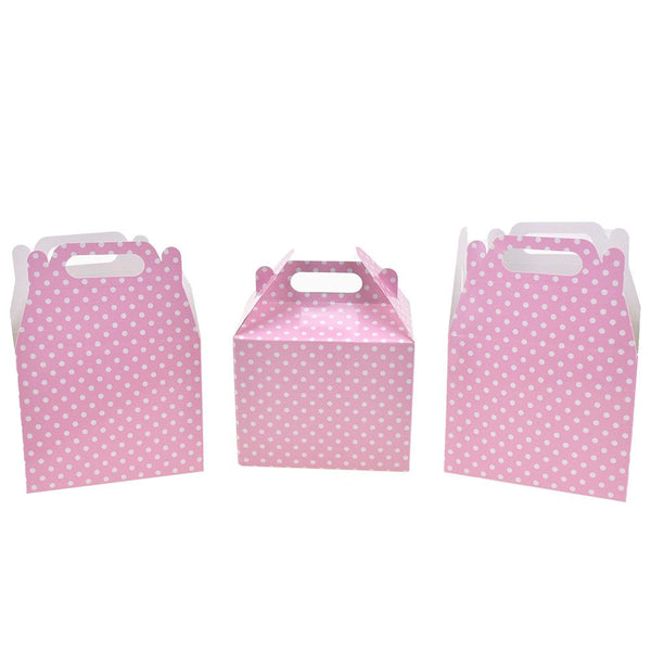 Polka Dot Patterned Party Favor Boxes, Light Pink, 4-3/4-Inch, 3-Count