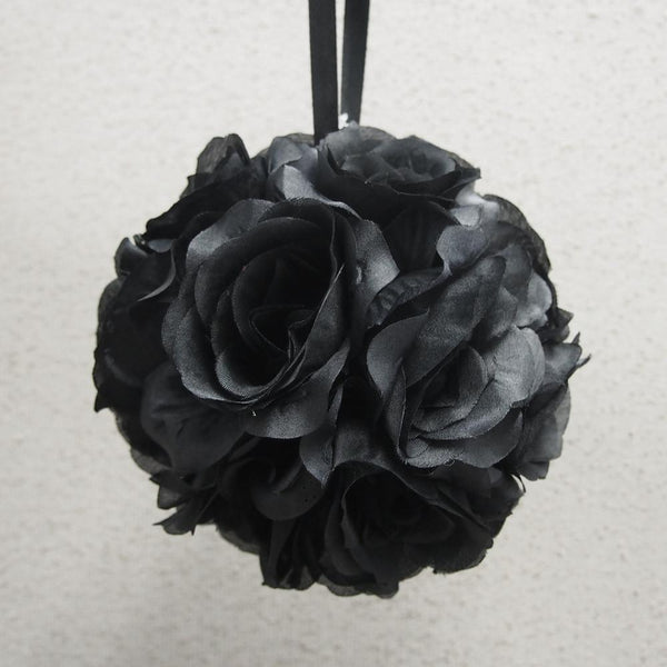 Silk Flower Kissing Balls Wedding Centerpiece, 6-Inch, Black