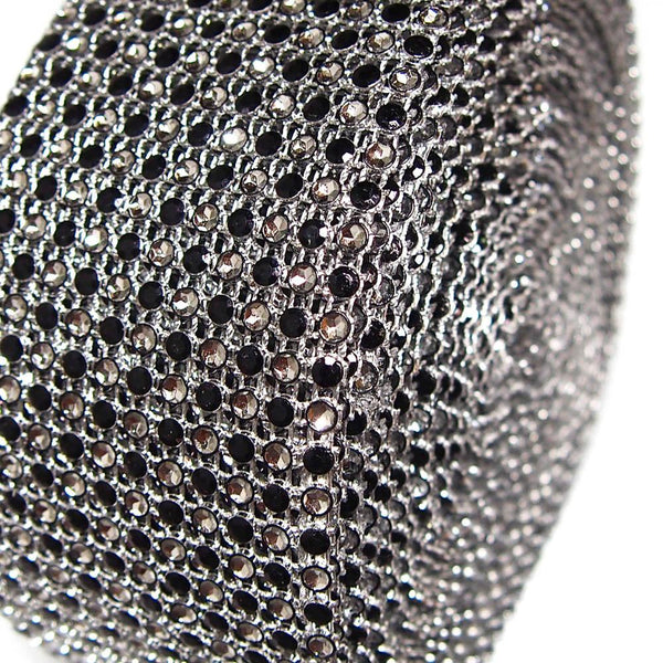 Two Tone Rhinestone Diamond Mesh Wrap Ribbon, 2-1/2-Inch, 10 Yards