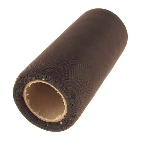 Premium American Tulle Spool Roll, Made in the USA, 6-Inch, 25 Yards, Black Coffee