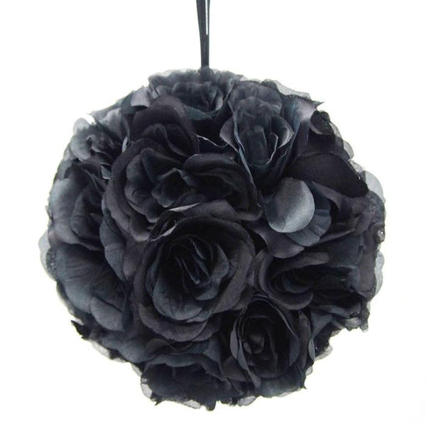 Silk Flower Kissing Balls Wedding Centerpiece, 10-inch, Black