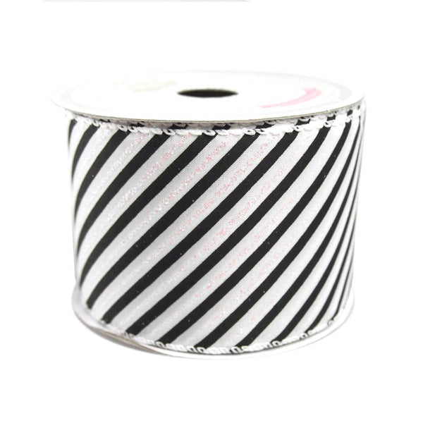 Iridescent Candy Striped Ribbon, 2 1/2-Inch, 10 Yards, Black