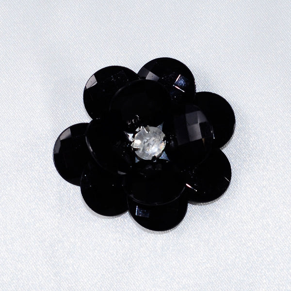 Flower Crystal Lotus, Round Edge, 1-3/4-inch, 6-Piece, Black