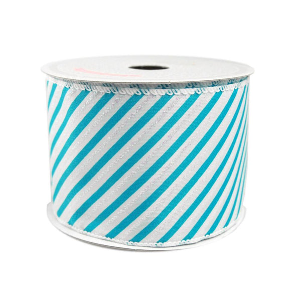 Iridescent Candy Striped Ribbon, 2 1/2-Inch, 10 Yards, Turquoise