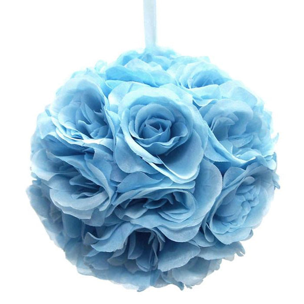 Silk Flower Kissing Balls Wedding Centerpiece, 10-inch, Light Blue