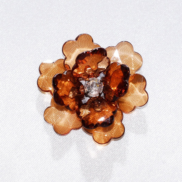 Flower Lotus Crystal, Shredded Edge, 1-3/4-inch, 6-Piece, Brown