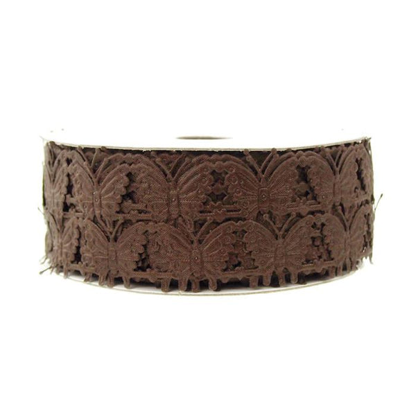 Butterfly Polyester Garland Ribbon, 1/2-inch, 10-yard, Brown