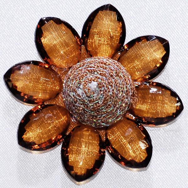 Sunflower Acrylic Crystal Flower, 1-3/4-inch, 6-Piece, Copper Brown