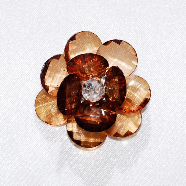 Flower Crystal Lotus, Round Edge, 1-3/4-inch, 6-Piece, Brown