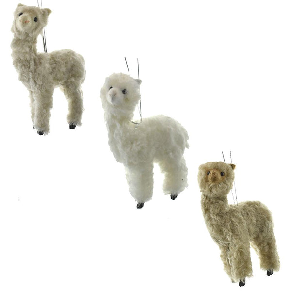 Fluffy Alpacas Christmas Ornaments, 5-Inch, 3-Piece