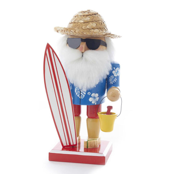 Beachside Surfer Santa Christmas Nutcracker, 8-Inch