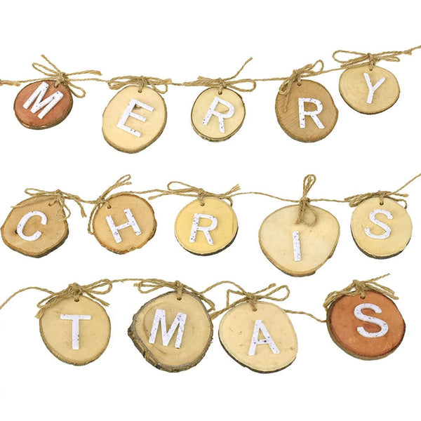 Rustic Merry Christmas Wood Garland, 4-Feet