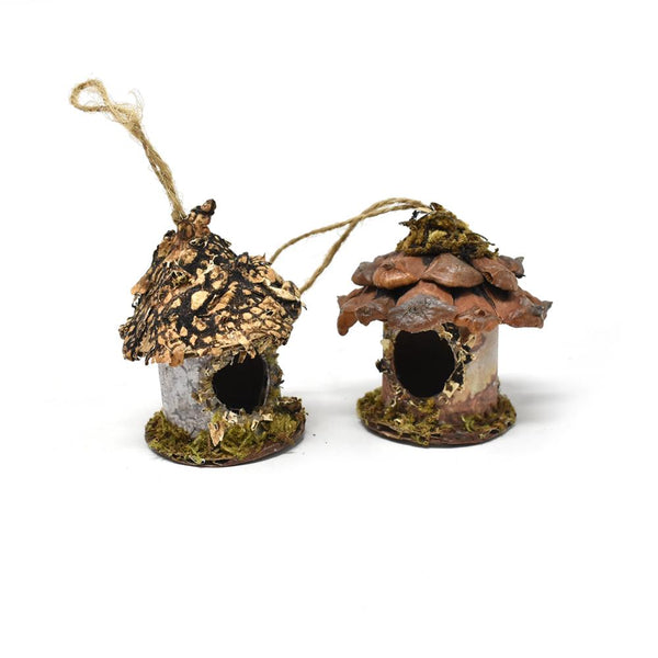 Decorative Mini Pinecone Lichen Birdhouse, 2-Inch, 2-Piece