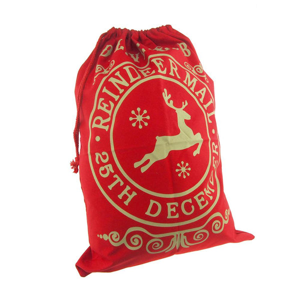 Christmas Delivered by Reindeer Santa Sack, Red, 27-Inch x 19-Inch