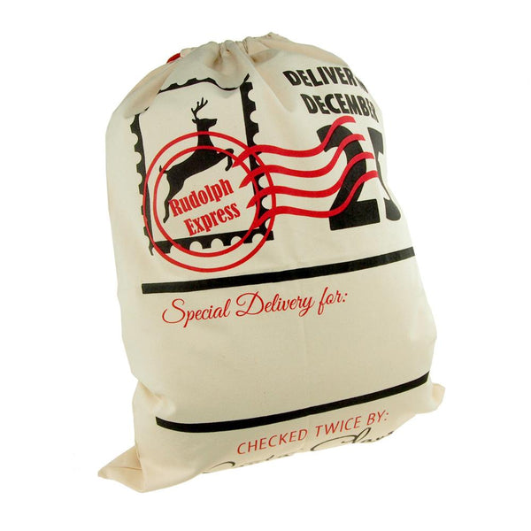 Christmas Rudolph Express Santa Sack, Ivory, 27-Inch x 19-Inch