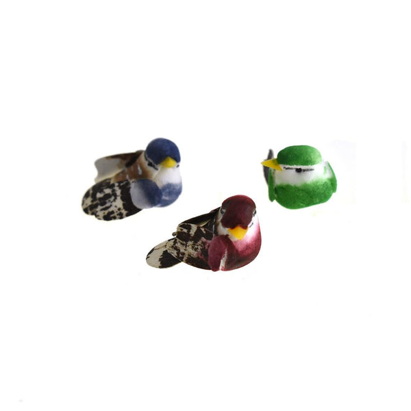 Craft Foam Mini Birds, Burgundy/Green/Royal, 1-Inch, 3-Piece