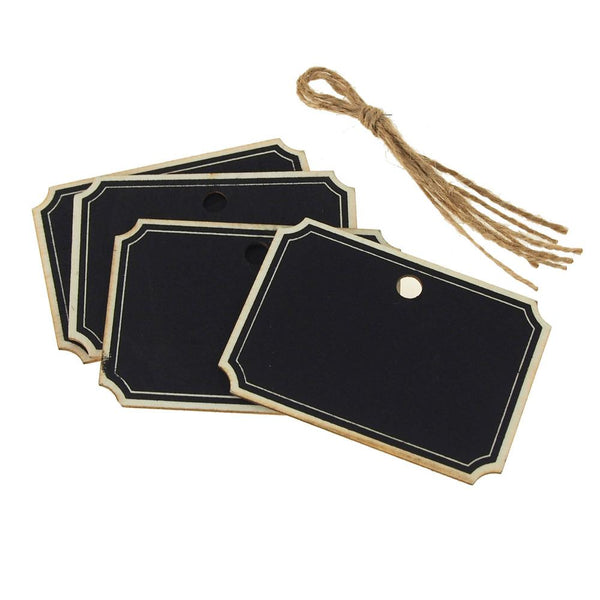 Chalkboard Wood Rectangle Tags, Fancy Border, 3-1/4-Inch, 4-Piece