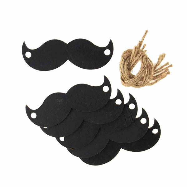 Chalkboard Wooden Mustache Tags, 3-Inch, 6-Piece