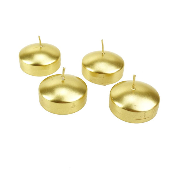 Metallic Floating Disc Unscented Candles, 2-Inch, 4-Count, Gold