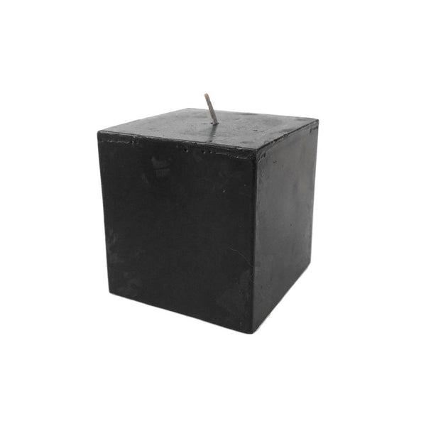 Square Unscented Pillar Candle, 3-Inch, Black