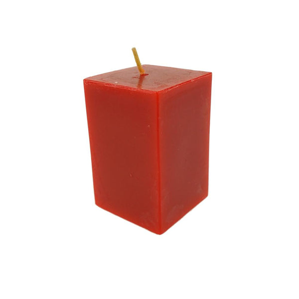 Rectangular Unscented Pillar Candle, 3-Inch, Red